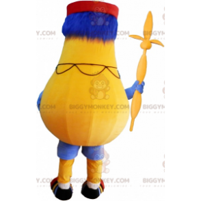 BIGGYMONKEY™ Costume da mascotte Uomo giallo pera con Kepi -