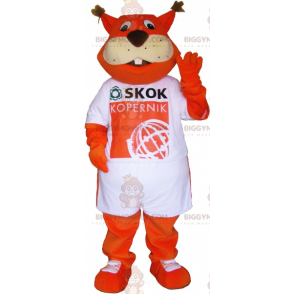 Costume da mascotte arancione Fox BIGGYMONKEY™ con t-shirt -