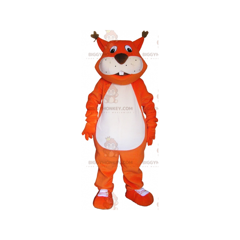 BIGGYMONKEY™ Maskottchen-Kostüm Orangefarbener Riesenfuchs mit