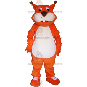 BIGGYMONKEY™ Maskottchen-Kostüm Orangefarbener Riesenfuchs mit