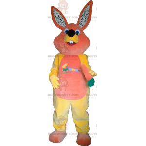 BIGGYMONKEY™ Maskottchen-Kostüm aus rosa und gelbem