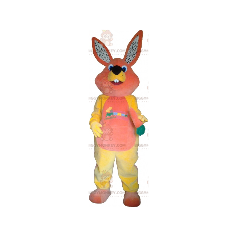 Pink and Yellow Plush Bunny BIGGYMONKEY™ Mascot Costume -