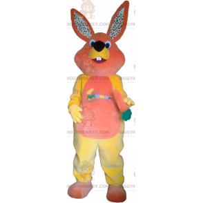 Pink and Yellow Plush Bunny BIGGYMONKEY™ Mascot Costume –