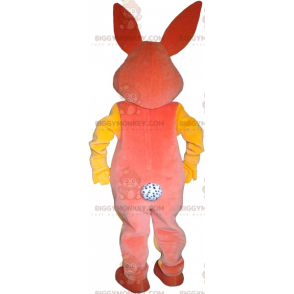 Disfraz de mascota conejito de peluche rosa y amarillo