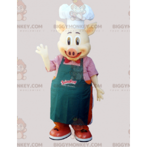 BIGGYMONKEY™ Kostym för matlagningsmaskot för gris med förkläde