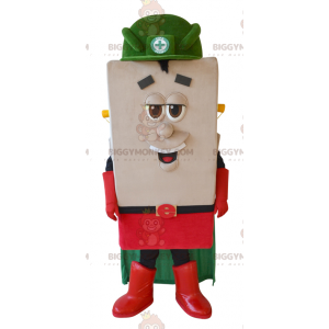 Kostým maskota BIGGYMONKEY™ se čtvercovou postavou s pláštěnkou