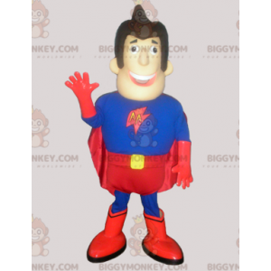 Blauw en rood superheldenman BIGGYMONKEY™ mascottekostuum -