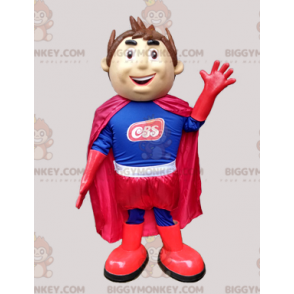 BIGGYMONKEY™ Boy Superhero Maskotdräkt i blått och rött -