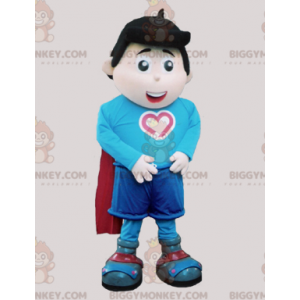 Liten pojke BIGGYMONKEY™ maskotdräkt med cape och fantastiska