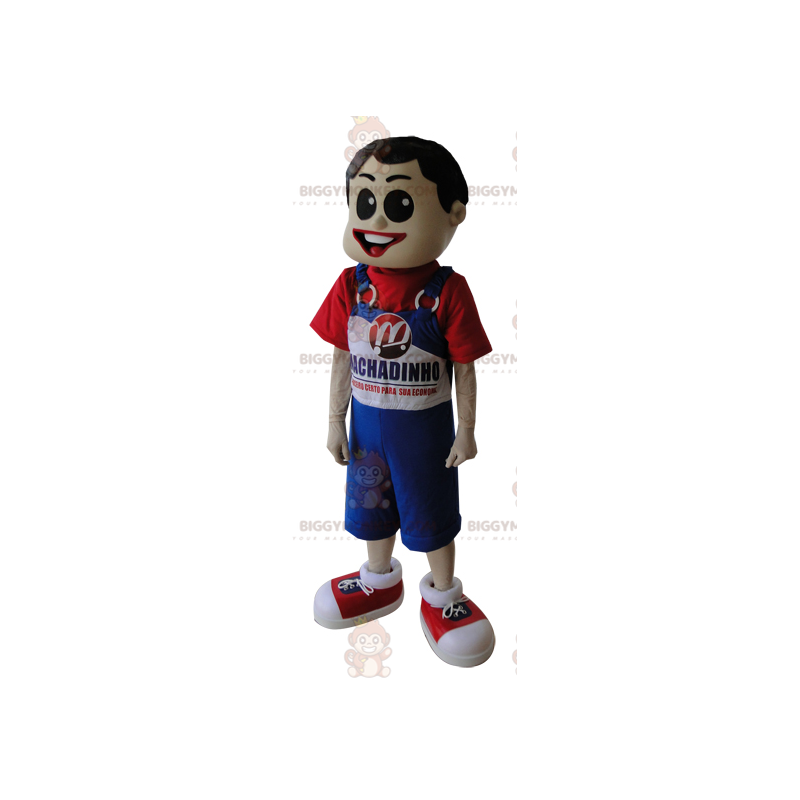 Costume de mascotte BIGGYMONKEY™ de garçon en salopette bleue