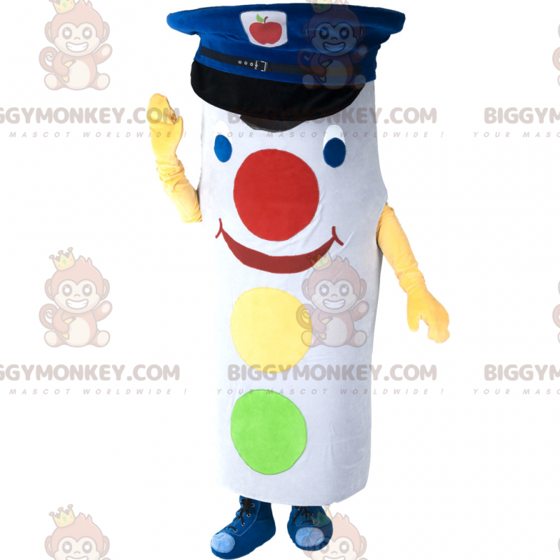 Bílý a barevný kostým maskota BIGGYMONKEY™ se semaforem s Kepi