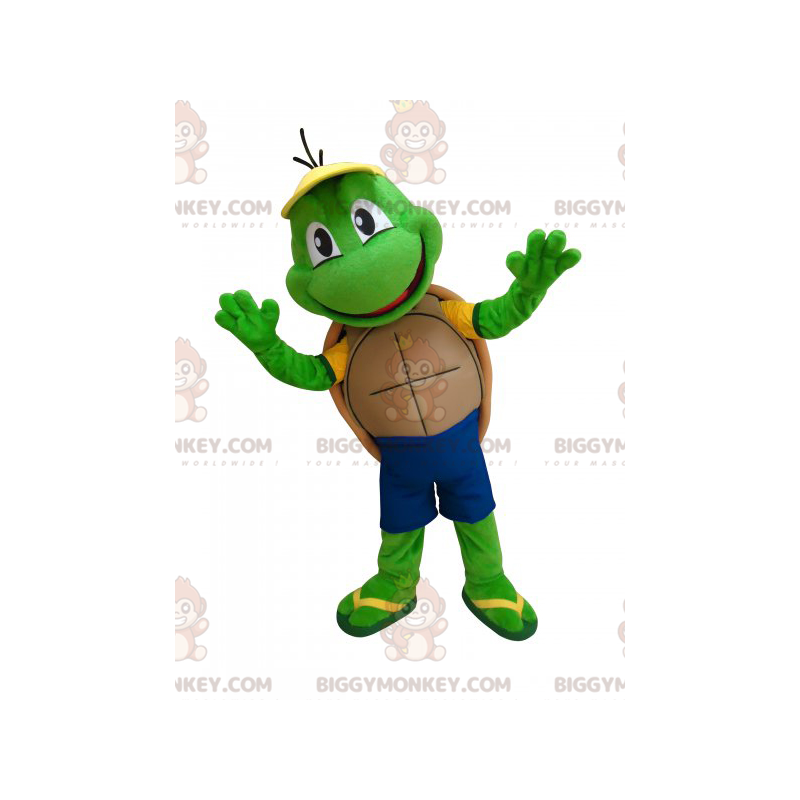Sød og sjov grøn skildpadde BIGGYMONKEY™ maskotkostume -