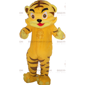 Costume de mascotte BIGGYMONKEY™ de tigre jaune géant mignon -