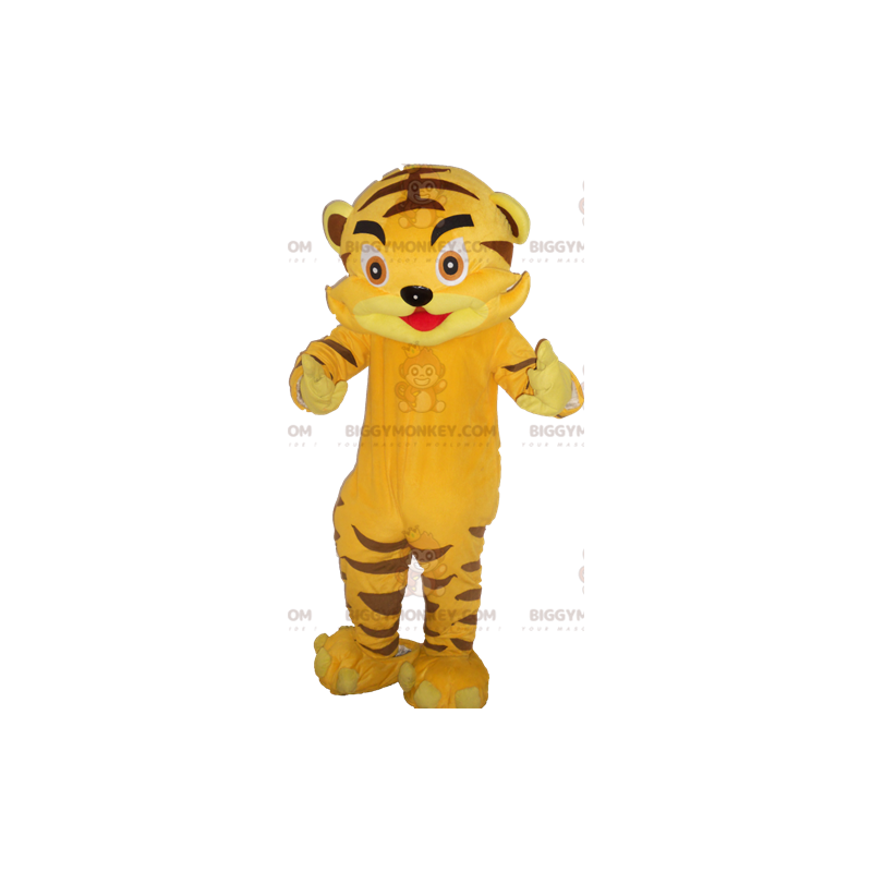 Costume de mascotte BIGGYMONKEY™ de tigre jaune géant mignon -