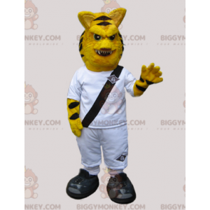 BIGGYMONKEY™ Valkoiseen pukeutunut tiikeri-mascot-asu -