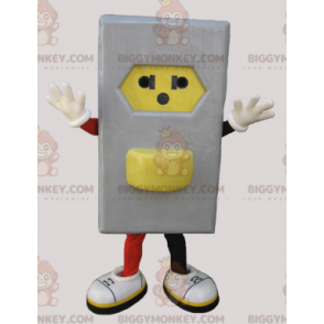 Fantasia de mascote BIGGYMONKEY™ com tomada elétrica cinza e