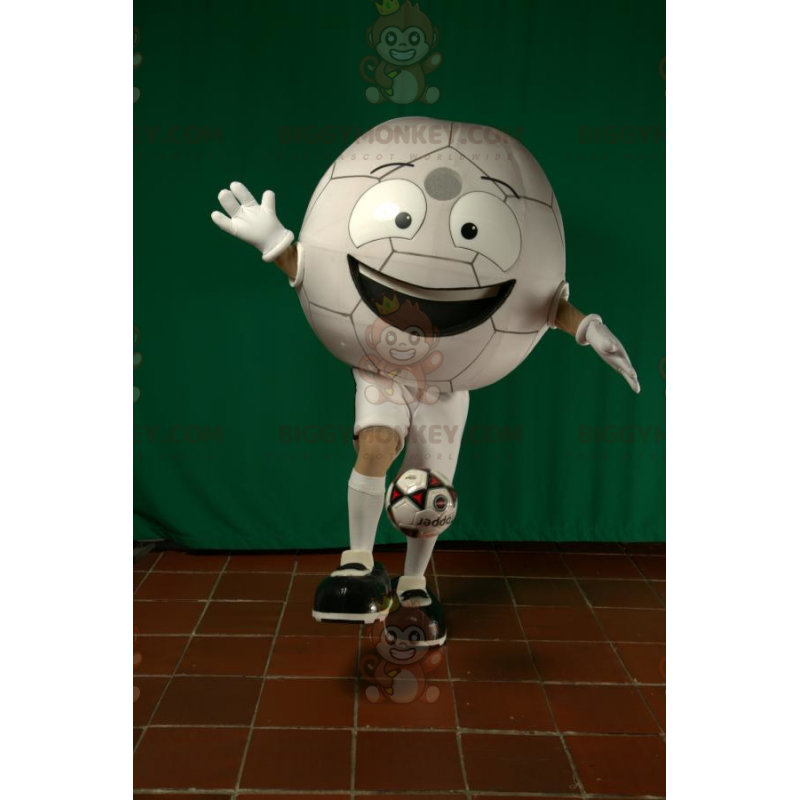 Costume de mascotte BIGGYMONKEY™ de ballon de foot blanc géant