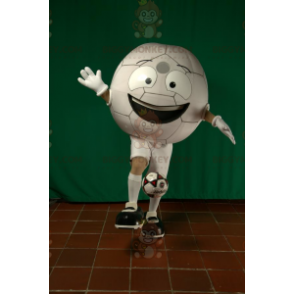 Costume de mascotte BIGGYMONKEY™ de ballon de foot blanc géant