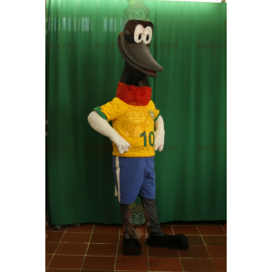 BIGGYMONKEY™ Mascot Costume Long Neck Black Bird With Big Beak