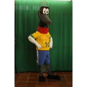 Traje de mascote BIGGYMONKEY™ pássaro preto pescoço comprido