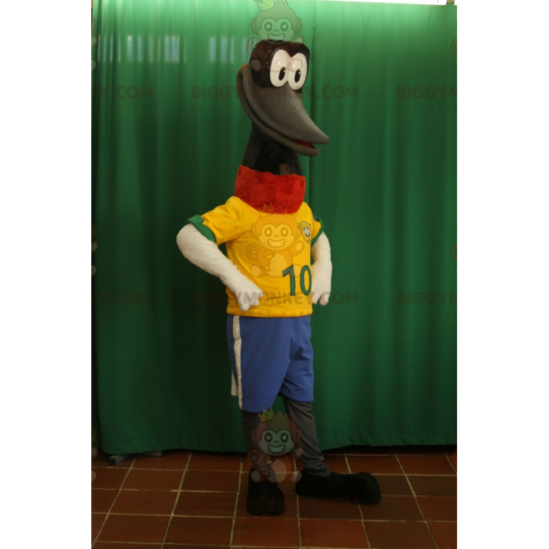 Costume de mascotte BIGGYMONKEY™ d'oiseau noir au long cou avec