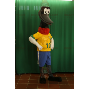 BIGGYMONKEY™ Maskottchen-Kostüm Langhalsiger schwarzer Vogel