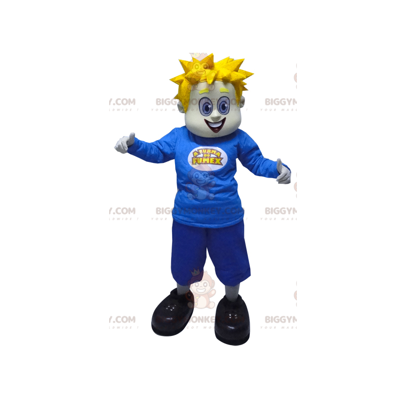 BIGGYMONKEY™ Mascot Costume Blond Man With Spikes Dressed In