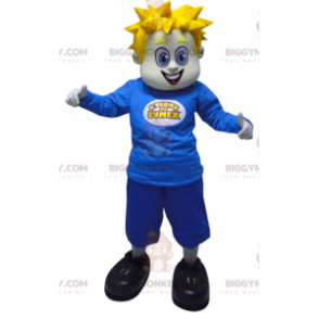 BIGGYMONKEY™ Mascot Costume Blond Man With Spikes Dressed In
