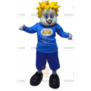 BIGGYMONKEY™ mascottekostuum blonde man met spikes gekleed in