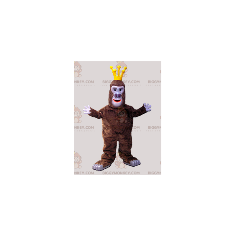 Traje de mascote de macaco gorila marrom BIGGYMONKEY™ com coroa