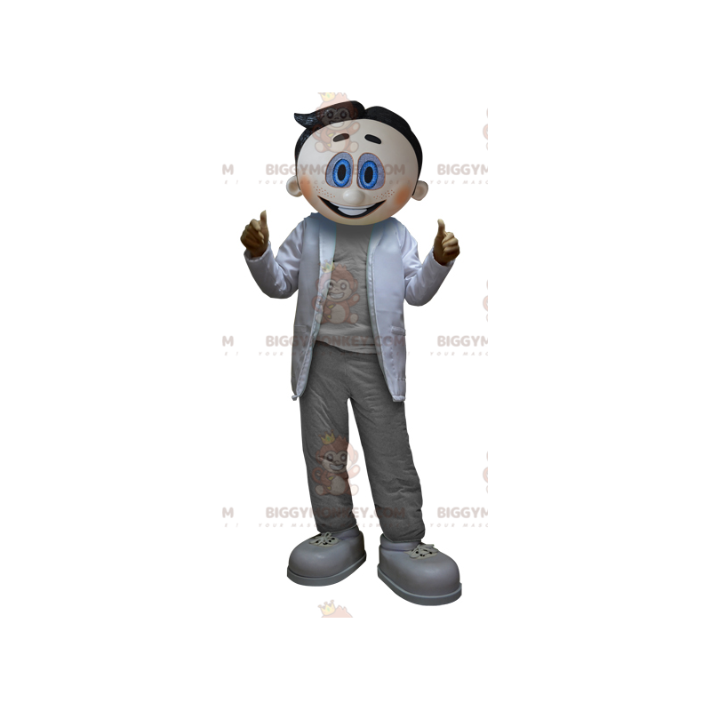 BIGGYMONKEY™ Mascot Costume of Scientist Man Dressed in Gray