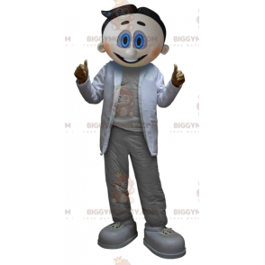 BIGGYMONKEY™ Mascot Costume of Scientist Man Dressed in Gray