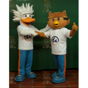 2 BIGGYMONKEY™s mascot a pelican bird and an owl -