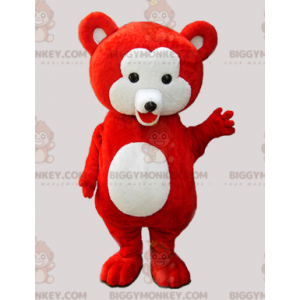 Disfraz de mascota BIGGYMONKEY™ de osito rojo y blanco suave -