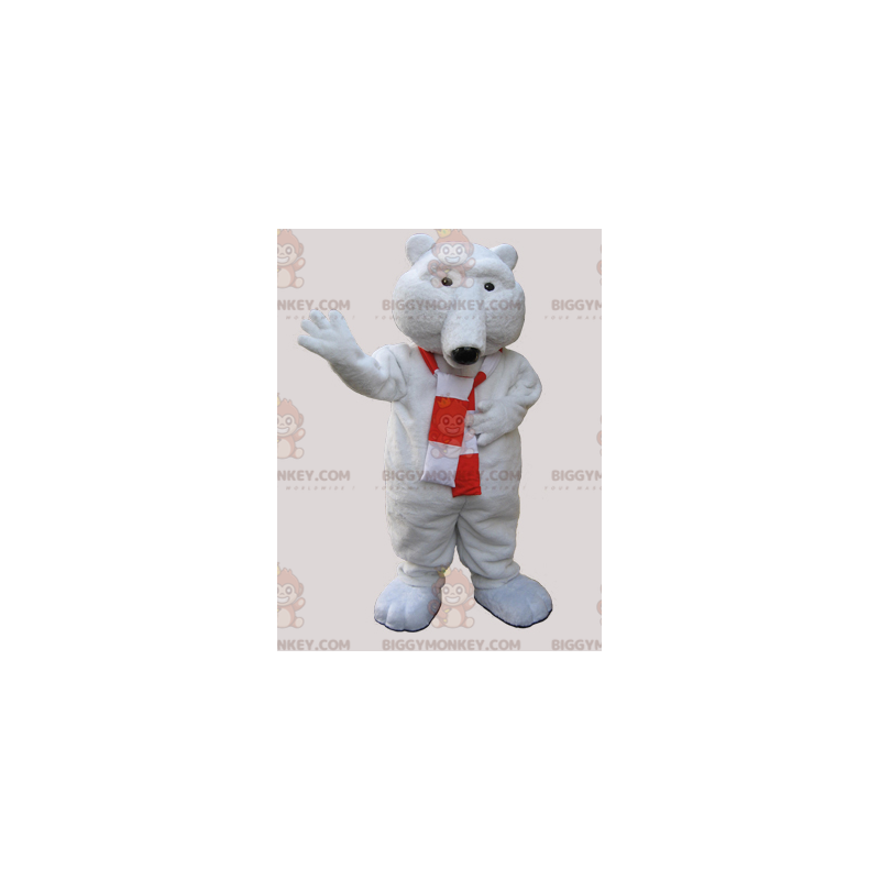 BIGGYMONKEY™ Mascottekostuum met zachte witte beer en sjaal -