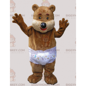 Brun Teddy BIGGYMONKEY™ maskotdräkt med en blöja - BiggyMonkey