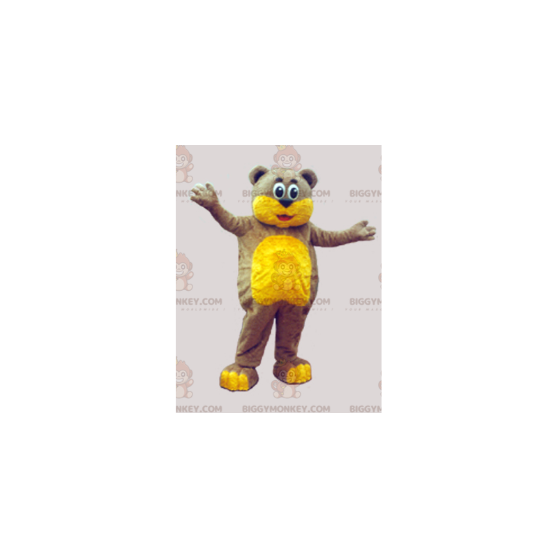 Μαλακό καφέ και κίτρινο κοστούμι μασκότ Teddy BIGGYMONKEY™ -