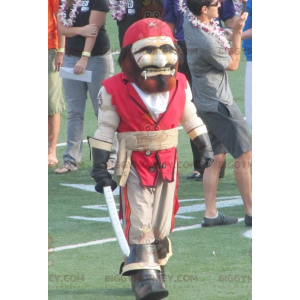 BIGGYMONKEY™ Piraten-Maskottchen-Kostüm in Rot und Hellbraun -