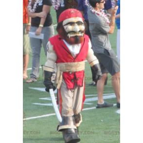 Red and Tan Pirate BIGGYMONKEY™ Mascottekostuum -