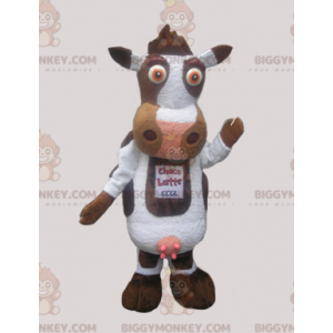 Biało-brązowy kostium maskotki urocza krowa BIGGYMONKEY™ -