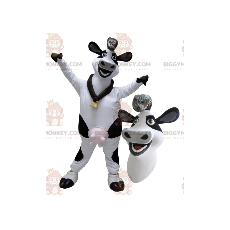 BIGGYMONKEY™ Disfraz de mascota gigante de vaca lechera blanca