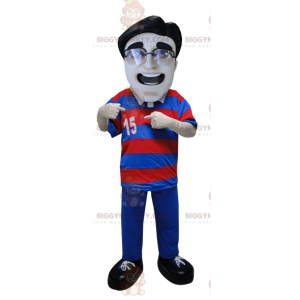 BIGGYMONKEY™-mascottekostuum van man met gestreept poloshirt en