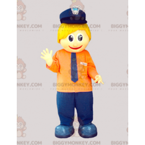 BIGGYMONKEY™ Little Blond Guy -maskottiasu, jossa Kepi ja