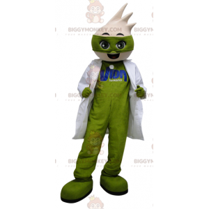 BIGGYMONKEY™ Μασκότ Κοστούμι Πράσινος Άνδρας με Λευκή Μότσα -