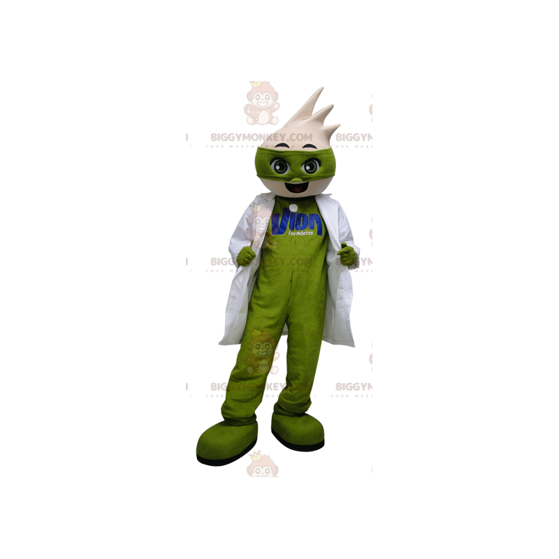 Traje de mascote BIGGYMONKEY™ Homem Verde com bata branca –