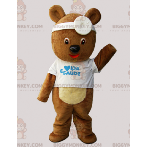 BIGGYMONKEY™ Disfraz de mascota de doctor marrón con osito de