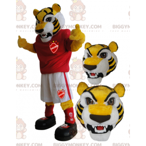 BIGGYMONKEY™ mascottekostuum gele tijger sportkleding -