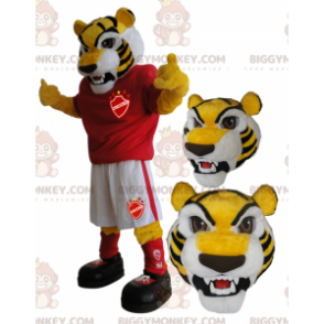 BIGGYMONKEY™ mascottekostuum gele tijger sportkleding -