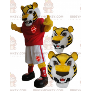 Costume de mascotte BIGGYMONKEY™ de tigre jaune en tenue de