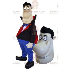 Traje de mascote de homem vampiro gordo BIGGYMONKEY™ com nariz